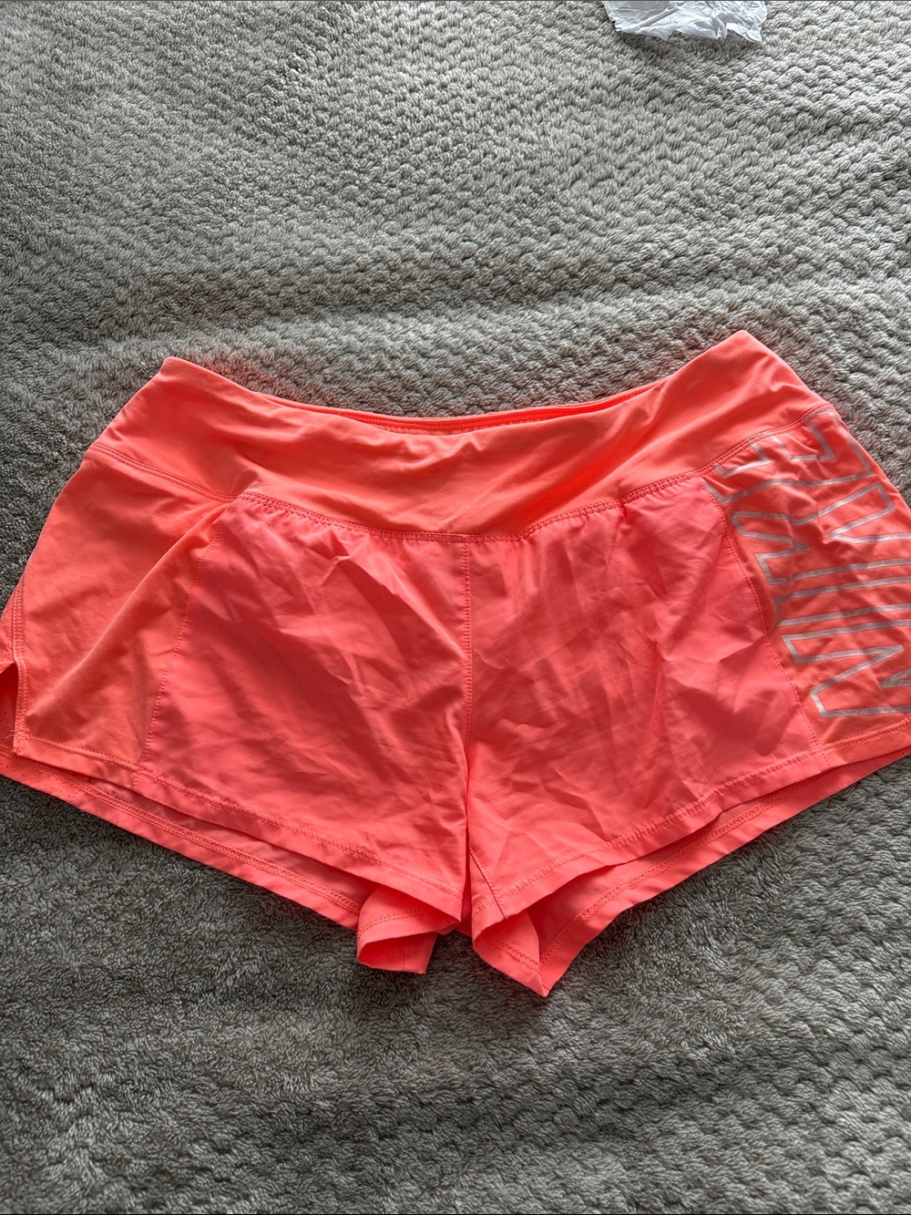 Neon Orange Nike Athletic Shorts with Reflective Accent - Picture 3 of 4